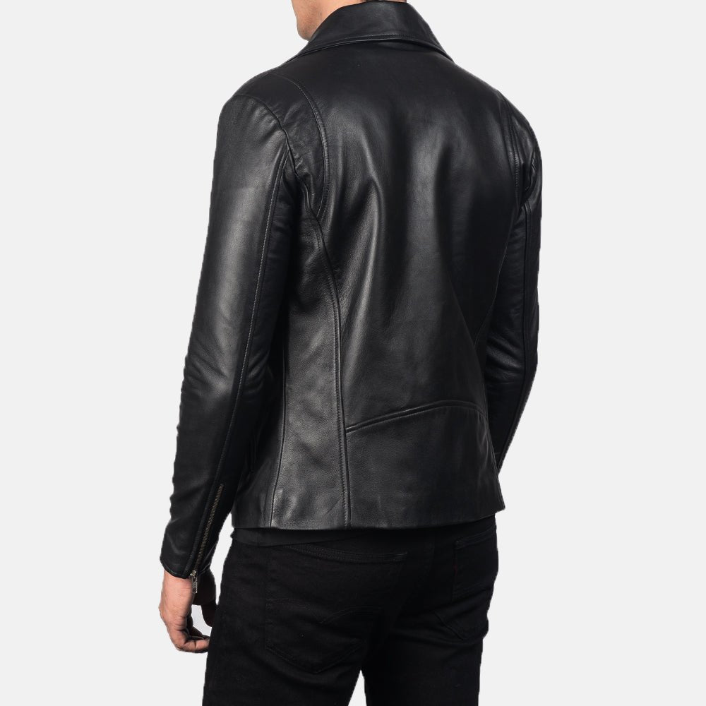 Noah Black Leather Biker Jacket image 5