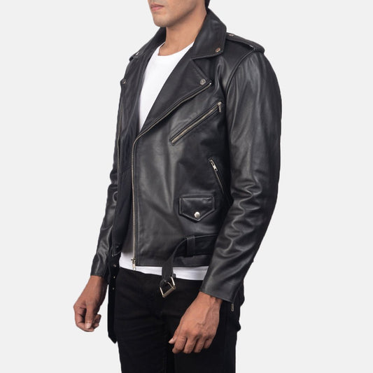 Allaric Alley Black Leather Biker Jacket image 1