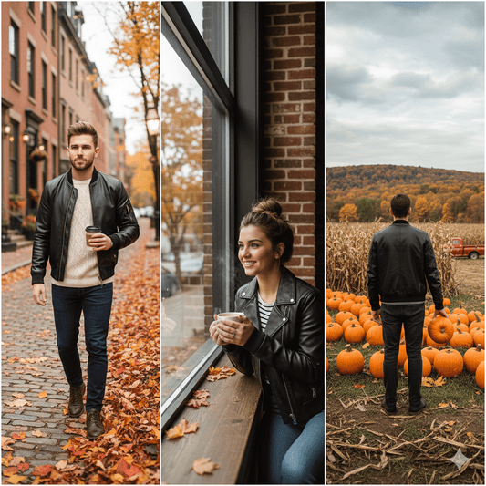 Classic Black Leather Bomber Jacket