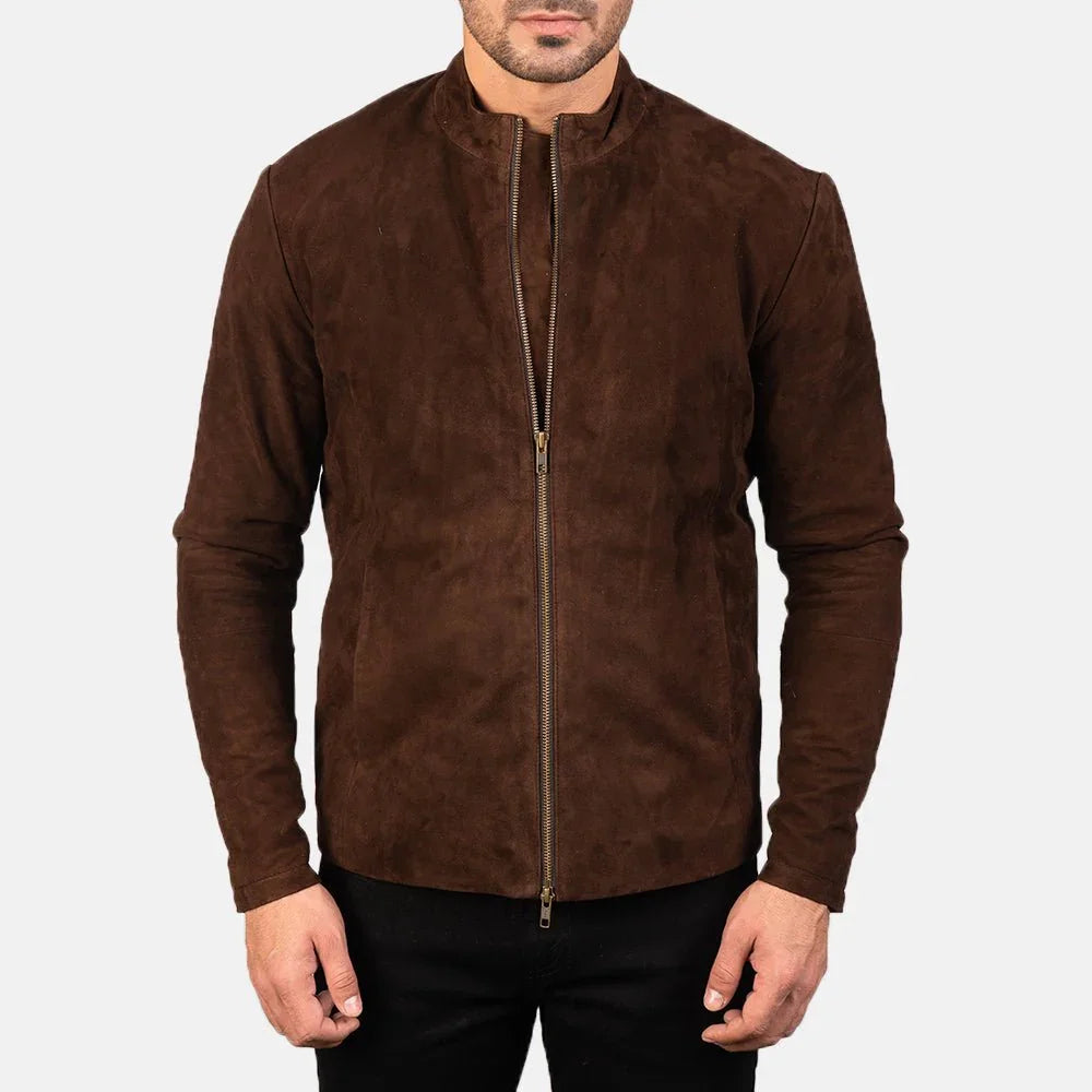 Charcoal Mocha Suede Biker Jacket image 3