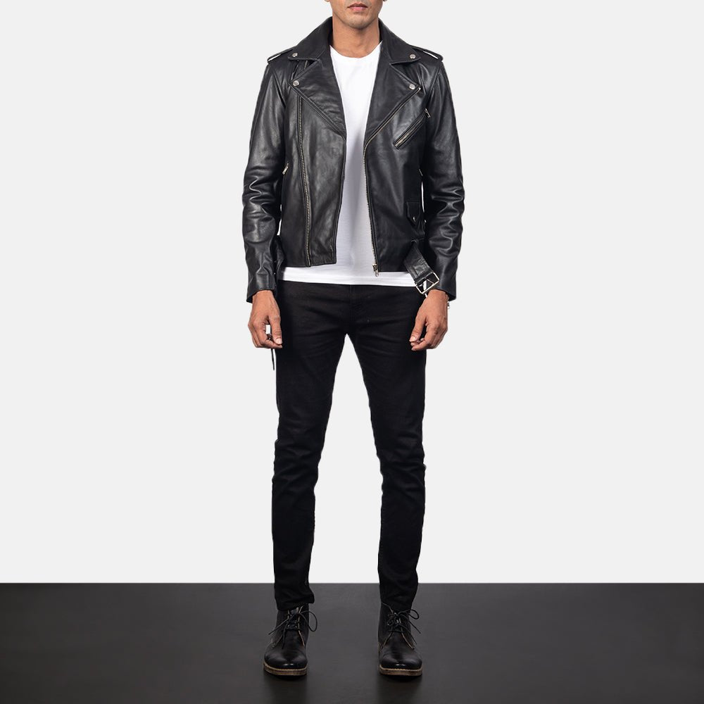 Allaric Alley Black Leather Biker Jacket image 2