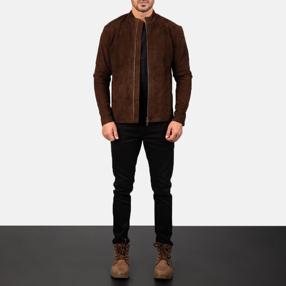 Charcoal Mocha Suede Biker Jacket image 2