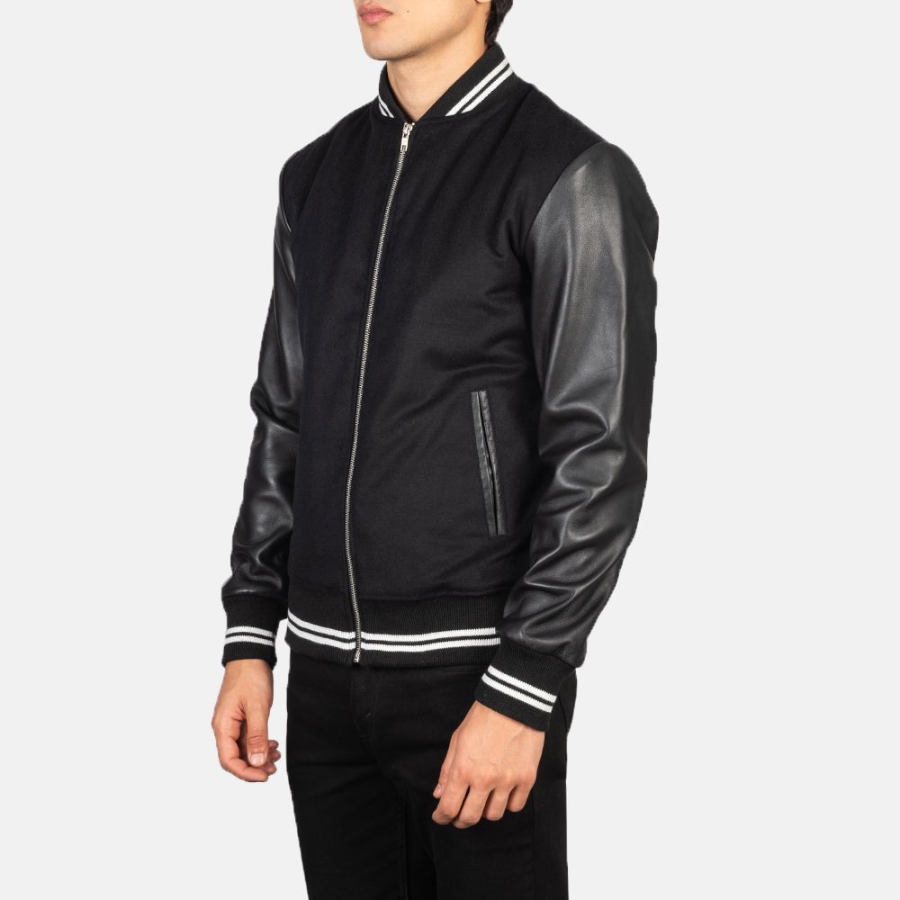 Harrison Black Hybrid Varsity Jacket image 1