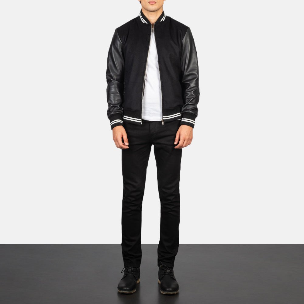Harrison Black Hybrid Varsity Jacket image 3