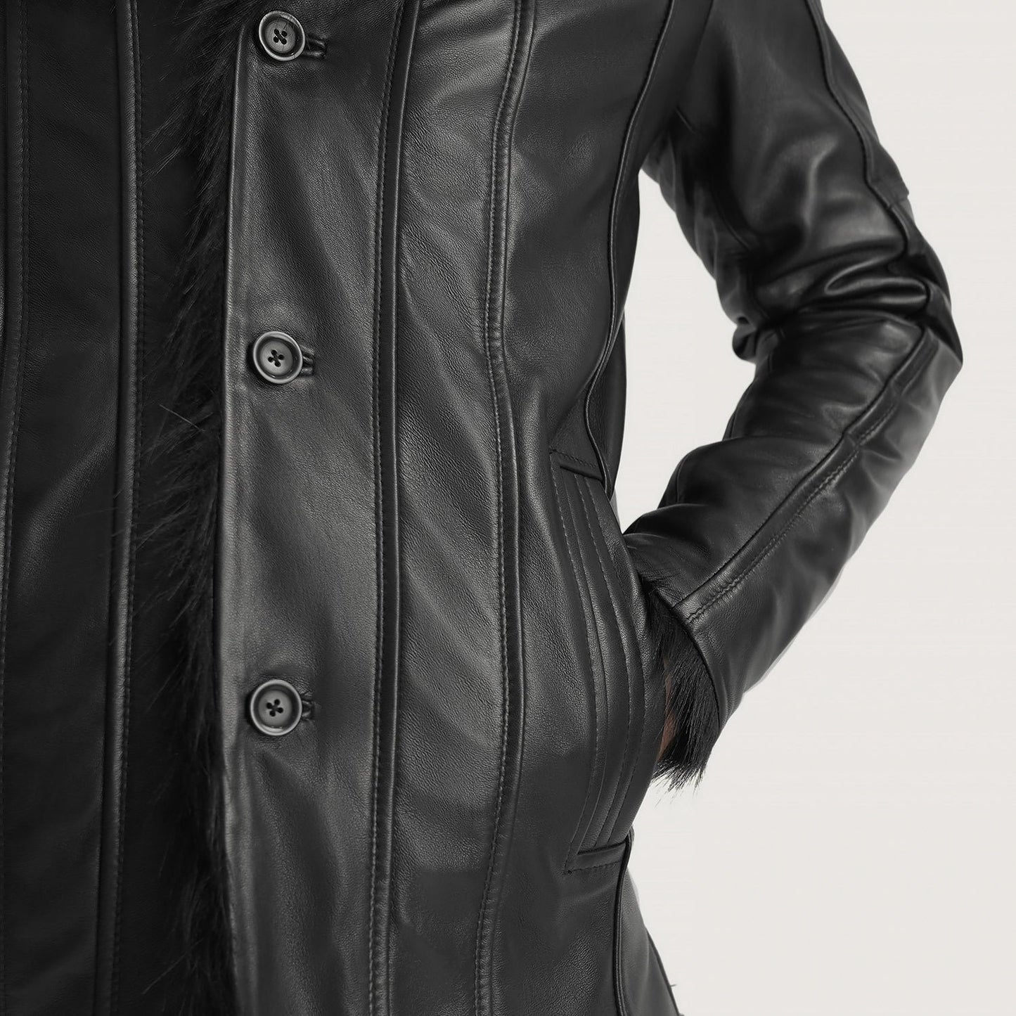 Furcliff Black Leather Coat image 1