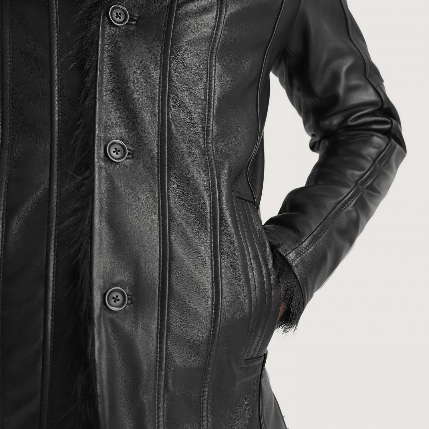 Furcliff Black Leather Coat image 1