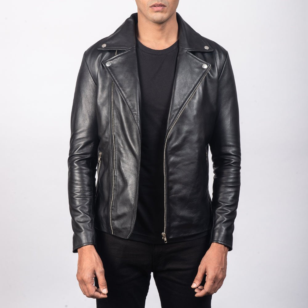 Noah Black Leather Biker Jacket image 0