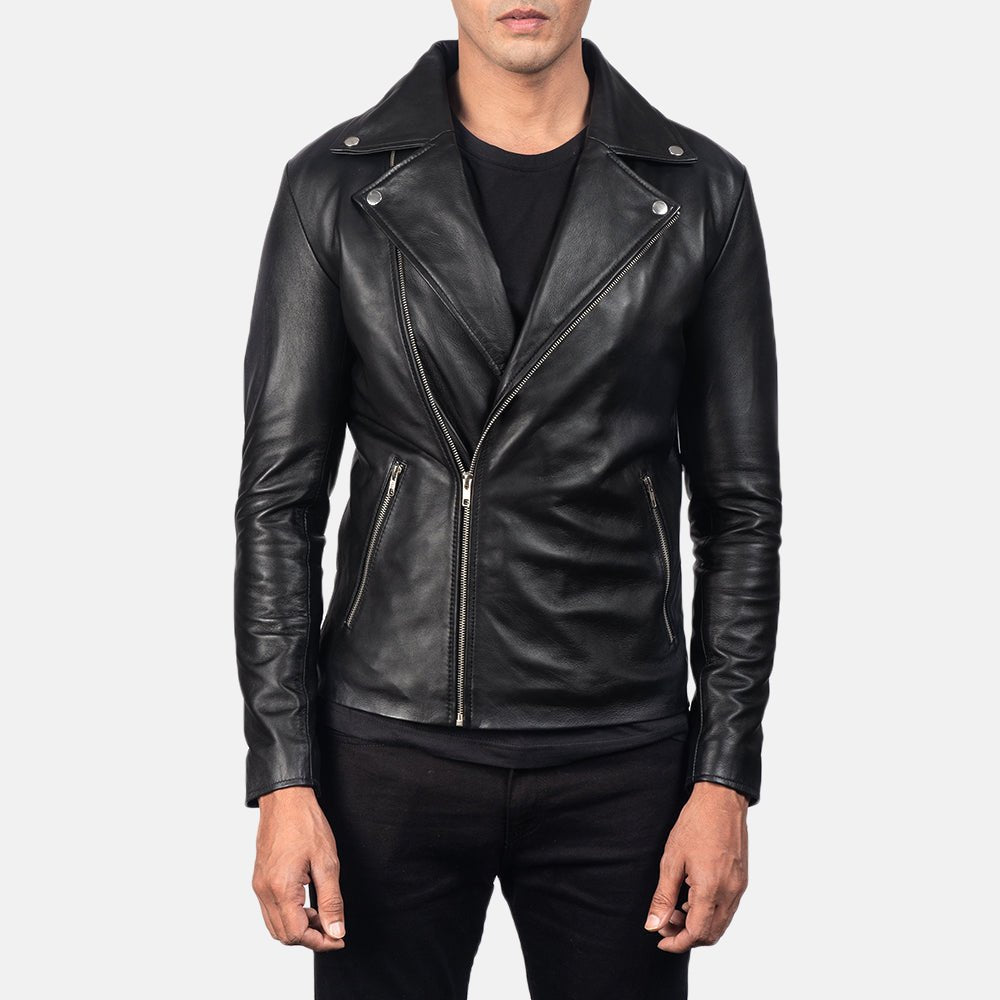 Noah Black Leather Biker Jacket image 2