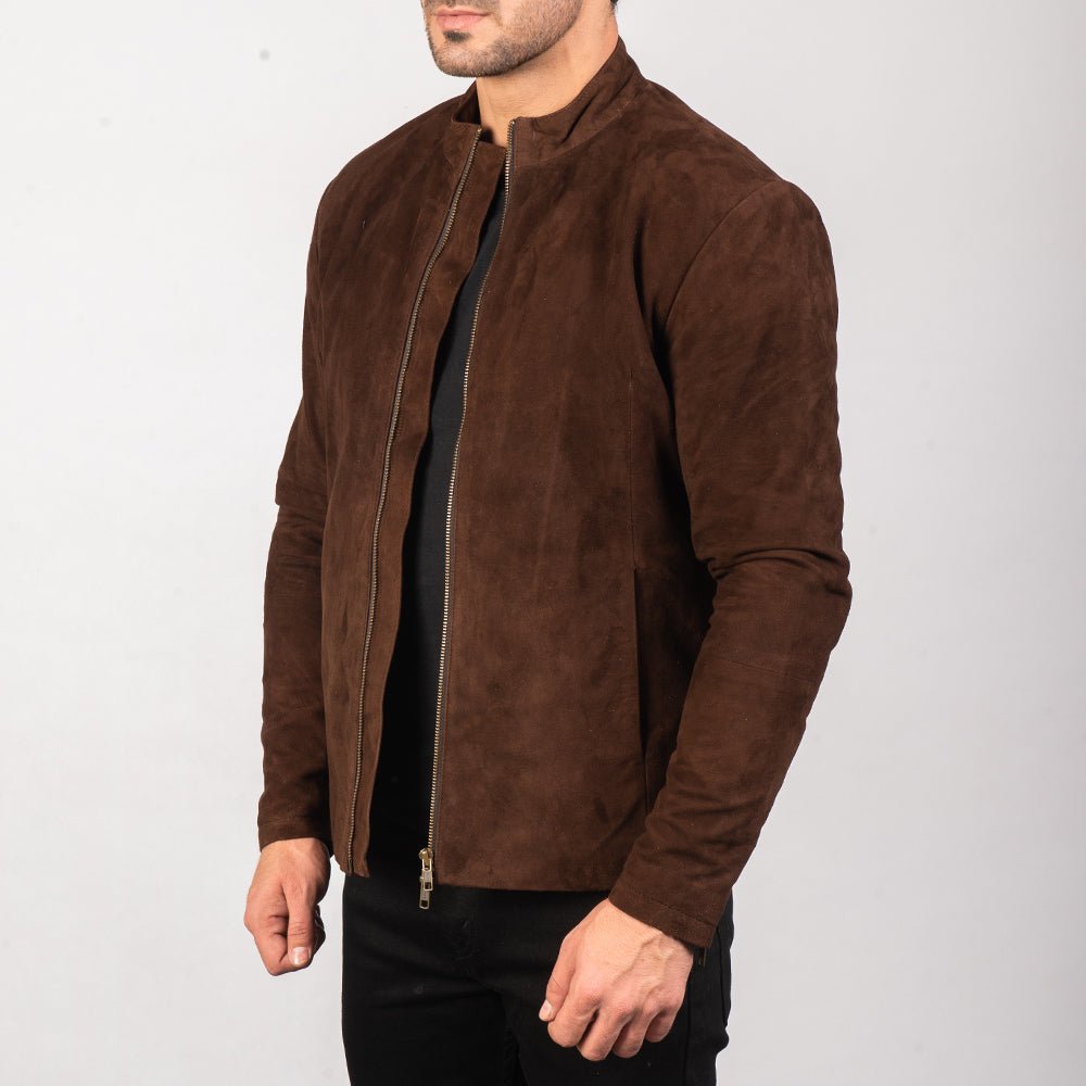 Charcoal Mocha Suede Biker Jacket image 1
