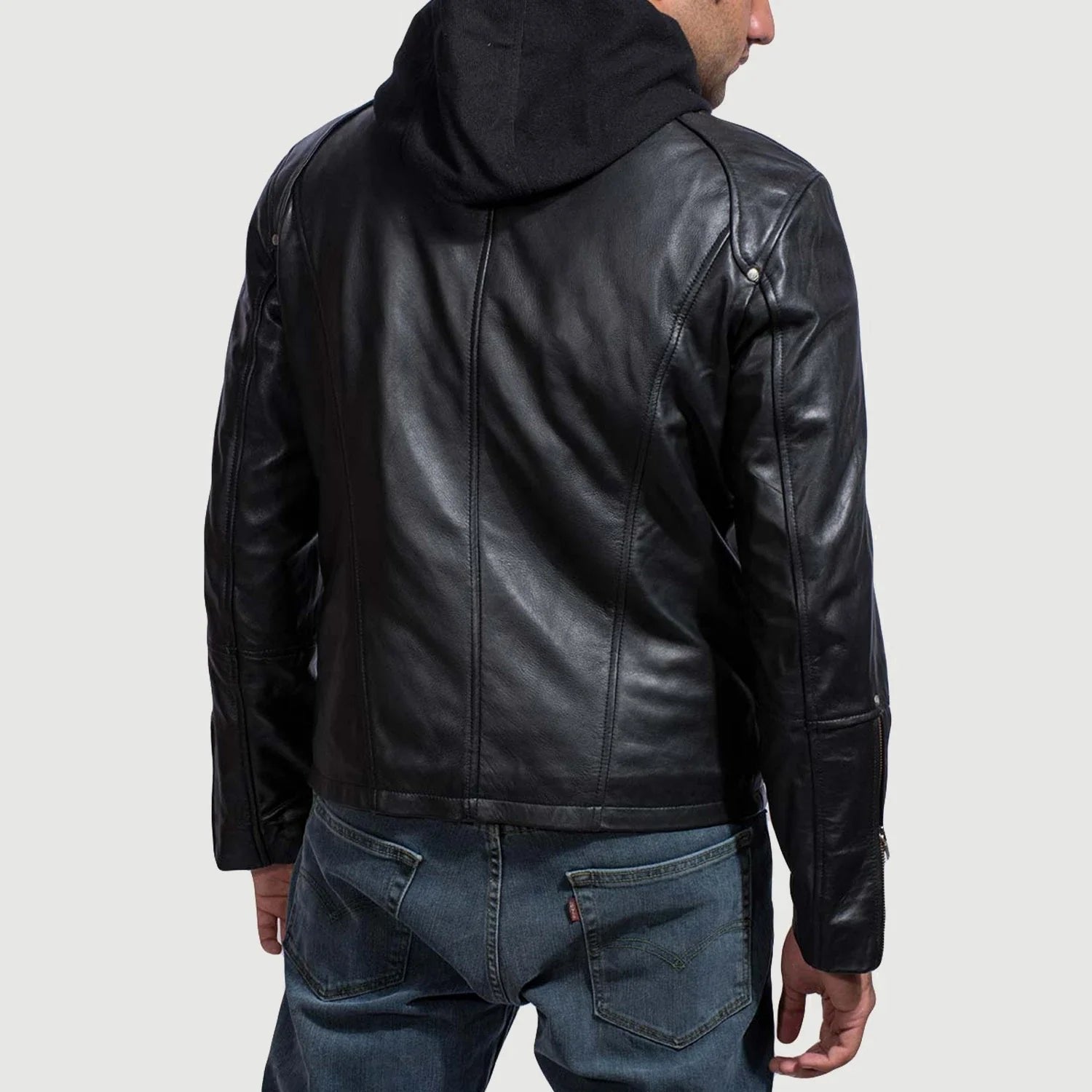 Highschool Black Hooded Leather Jacket image 2