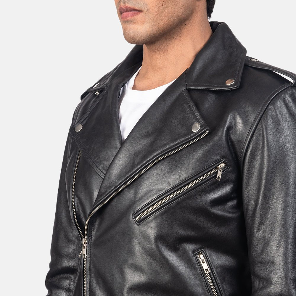 Allaric Alley Black Leather Biker Jacket image 5