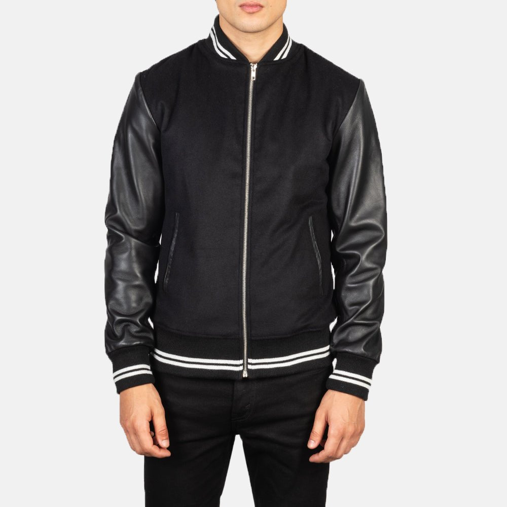Harrison Black Hybrid Varsity Jacket image 2