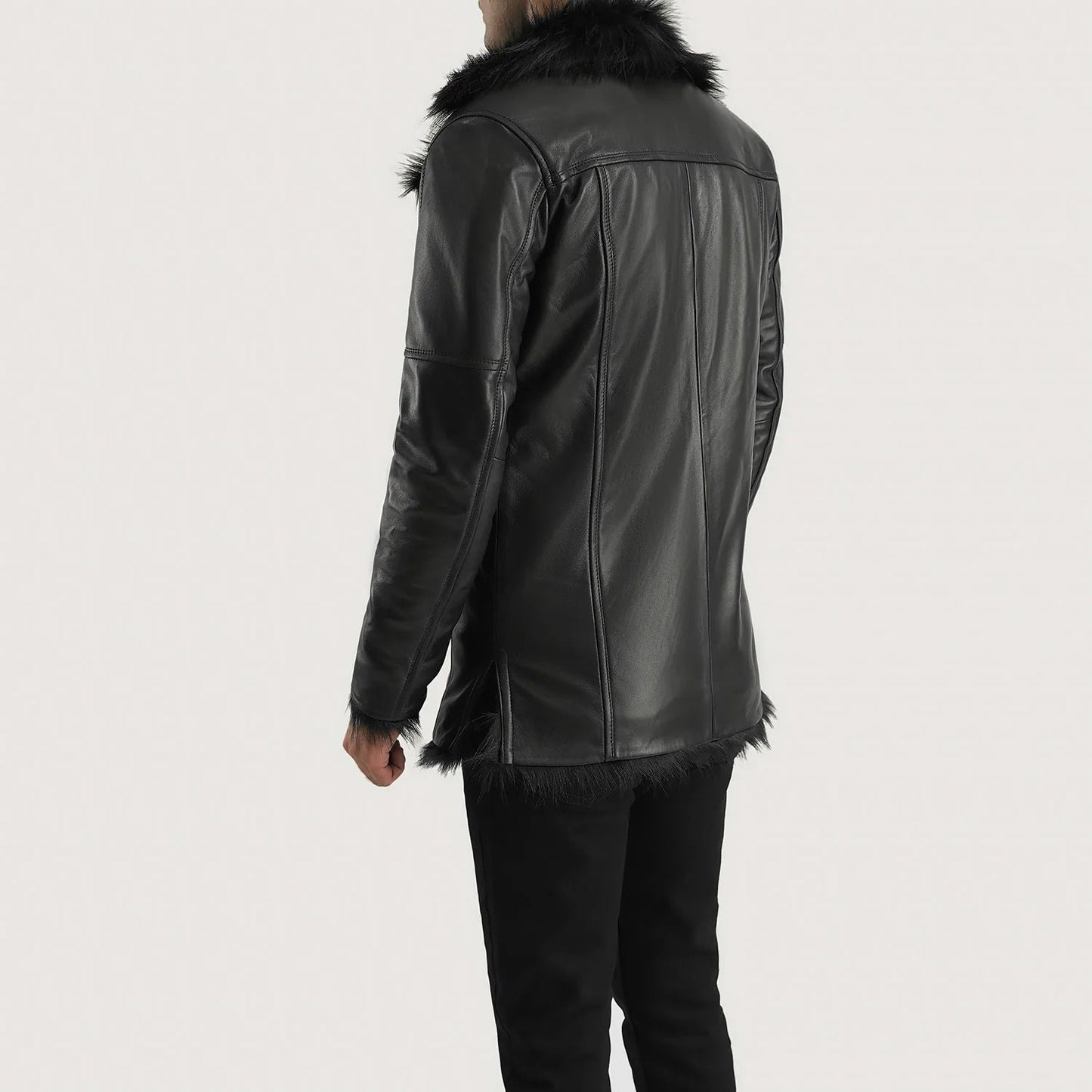 Furcliff Black Leather Coat image 2