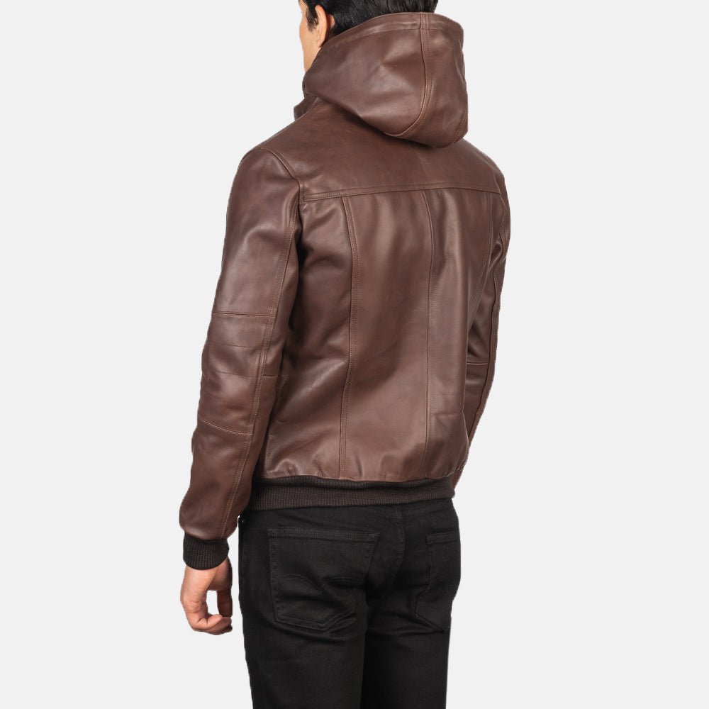 Bouncer Biz Brown Leather Bomber Jacket image 5