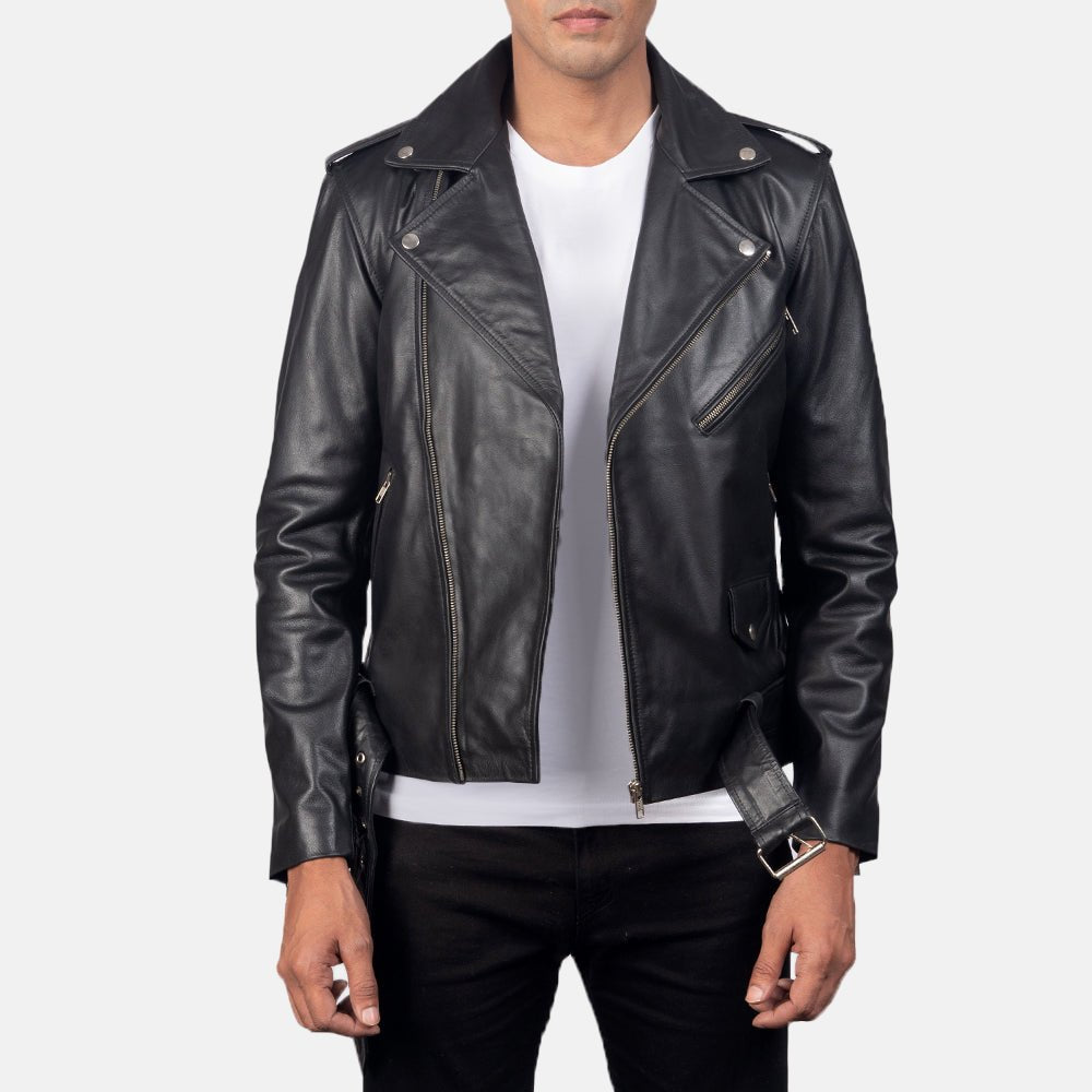 Allaric Alley Black Leather Biker Jacket image 0