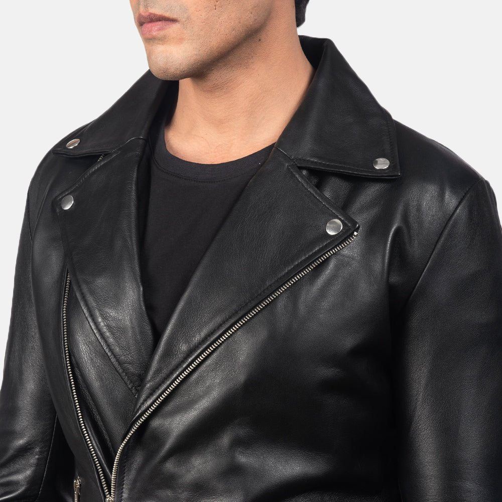 Noah Black Leather Biker Jacket image 4