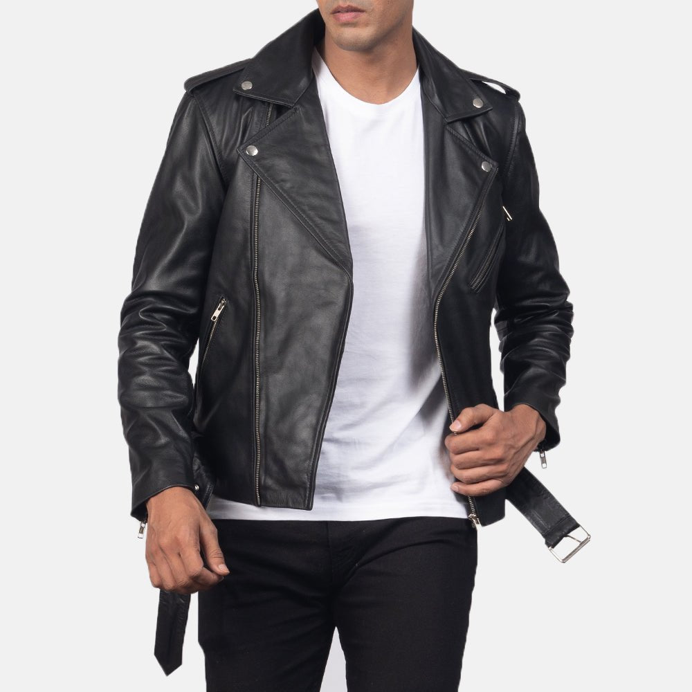 Allaric Alley Black Leather Biker Jacket image 3