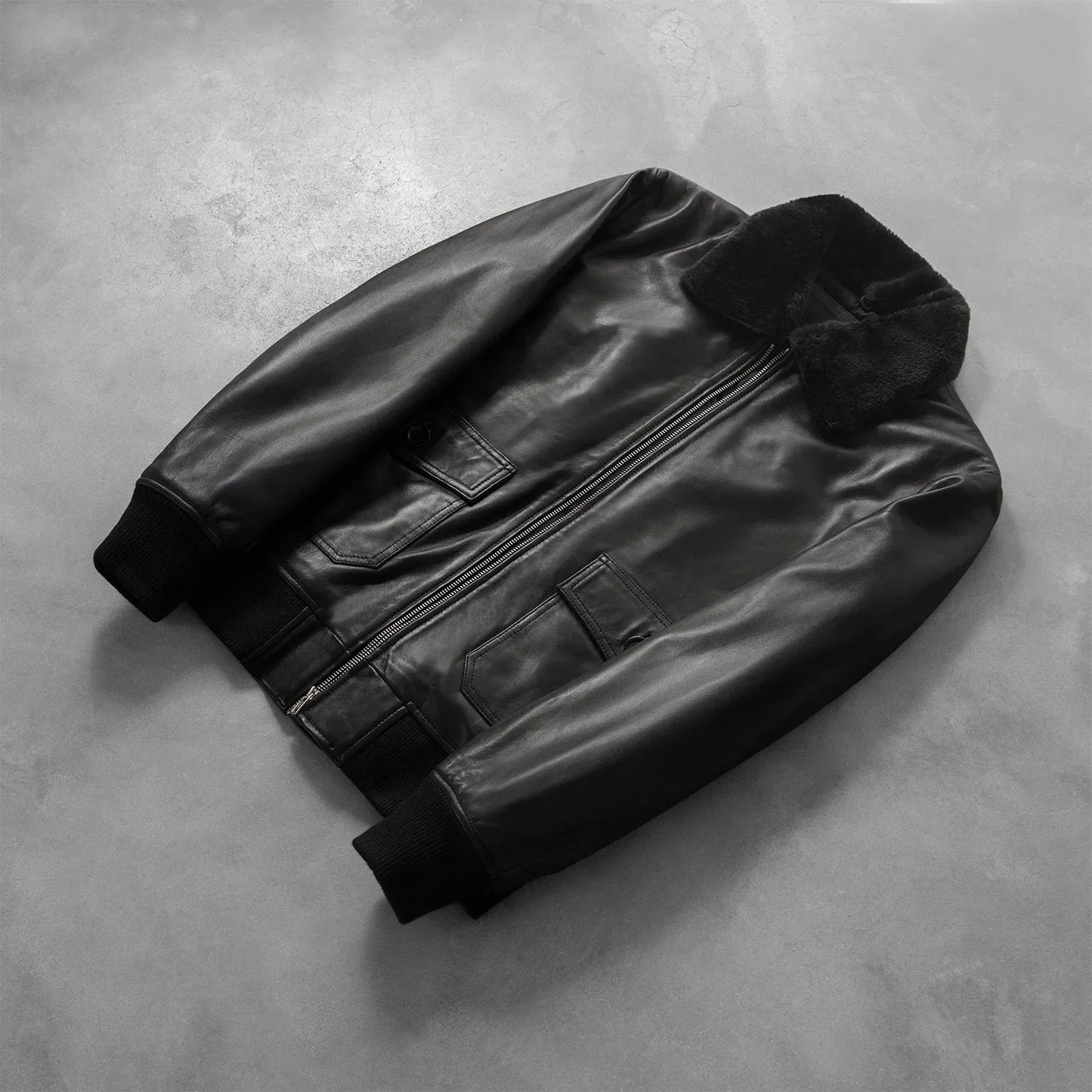 Airin G-1 Black Leather Bomber Jacket image 6