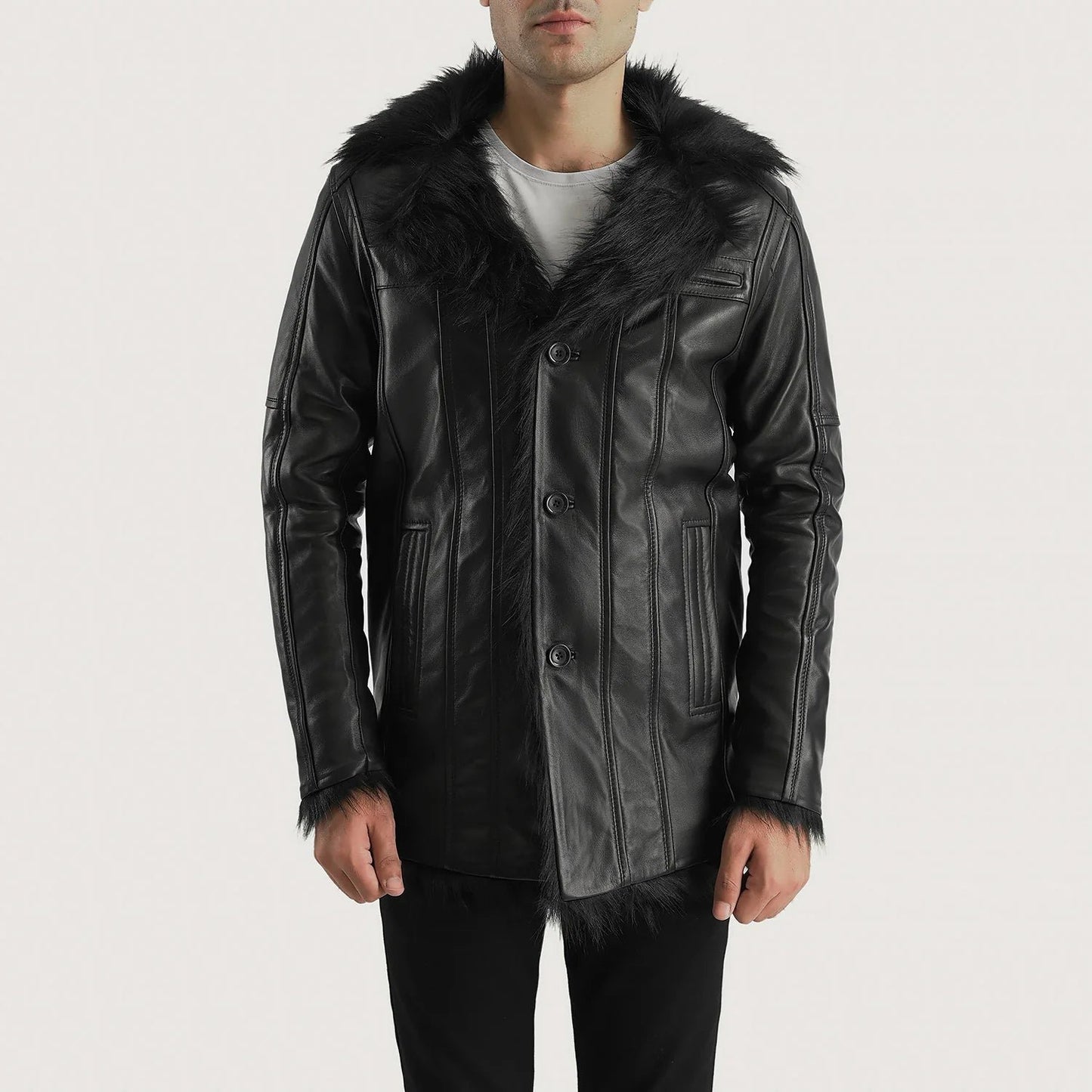 Furcliff Black Leather Coat image 0