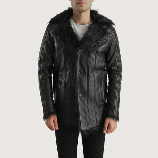 Furcliff Black Leather Coat image 0