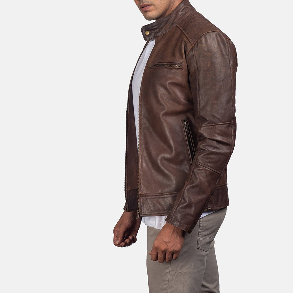 Dean Brown Leather Biker Jacket image 2