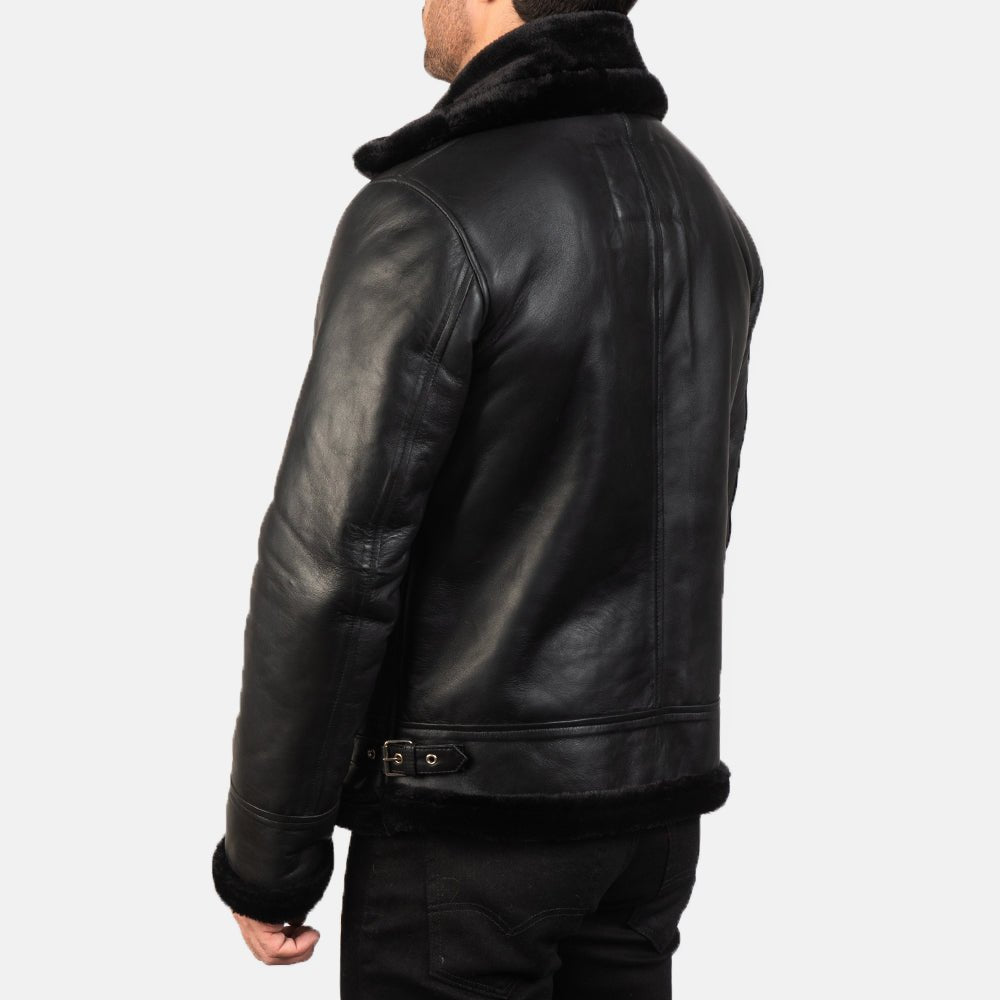 Francis B-3 Black Leather Bomber Jacket image 5