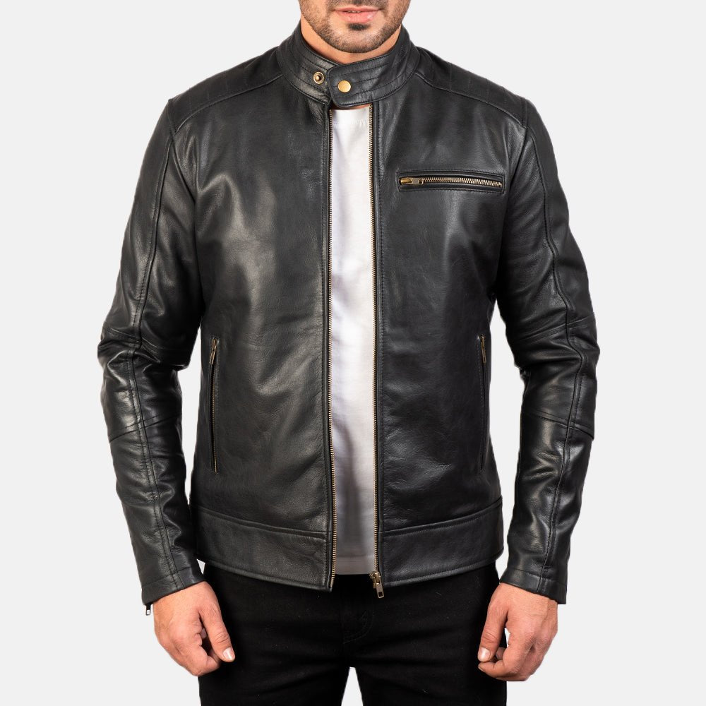 Dean Black Leather Biker Jacket image 0