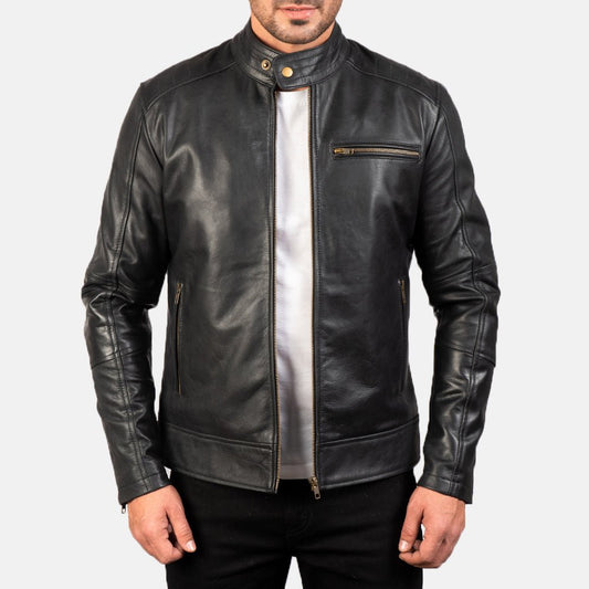 Dean Black Leather Biker Jacket image 0