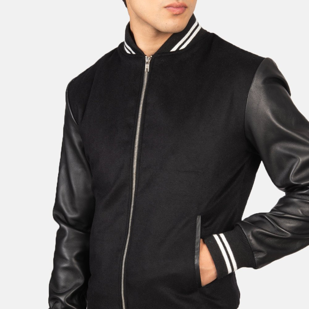 Harrison Black Hybrid Varsity Jacket image 5