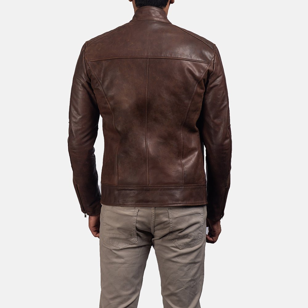Dean Brown Leather Biker Jacket image 3