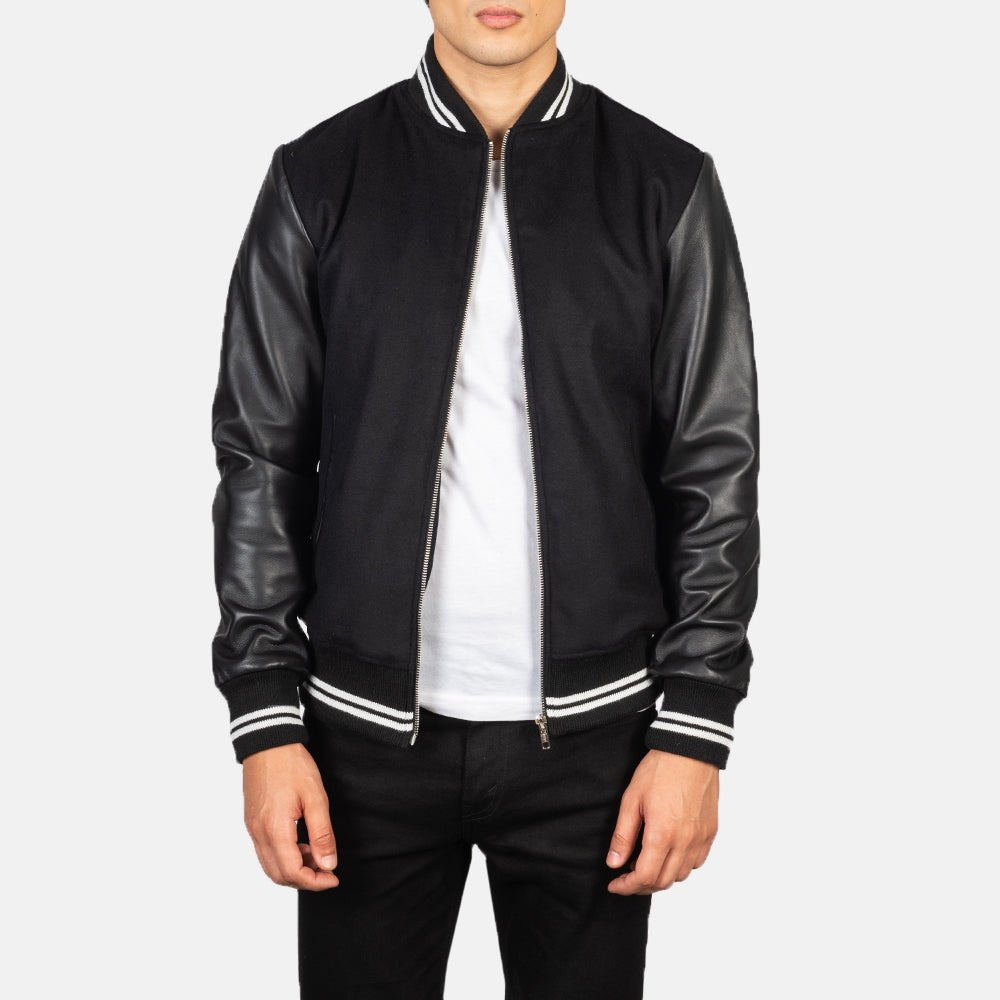 Harrison Black Hybrid Varsity Jacket image 0
